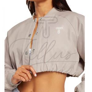 Chaquetas cortas de último diseño para mujer, a la moda, con cuello alto, personalizadas, para venta en línea. - Product Image 4