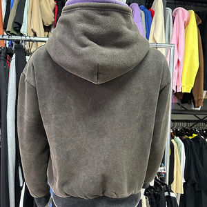 Manufacturer <b>Men's</b> Vintage Zipper Triple Layer Hood Y2K Streetwear 100% Cotton Winter Hot Selling Street Zip-Up <b>Hoodies</b> - Product Image 2