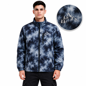 Chaquetas Personalizadas para Hombre, Cortavientos de Poliéster con Tie-Dye, Cuello Alto, Cierre Completo, Bordadas, Ropa de Exterior, Proveedor OEM ODM - Product Image 1