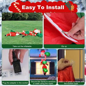 Gigantesco Babbo Natale Gonfiabile Illuminato a LED di 2,4 Metri, 6 Design e 3 Insegne 'Buon Natale', Decorazioni Natalizie da Esterno Impermeabili a Montaggio Rapido - Product Image 3