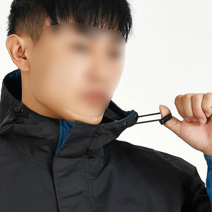 Chaqueta Impermeable con Capucha para Hombre, Diseño Color Block, Cierre de Cremallera, Azul, Ropa de Abrigo Casual para Otoño, Corte Regular - Product Image 6