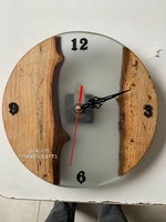 Horloge murale moderne en bois et résine époxy, plaque épaisse de 25 mm, affichage à aiguilles, multicolore, fonctionnant à piles, style antique, pour la maison