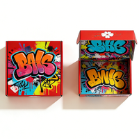 Boîte cadeau portable en carton ondulé style graffiti, recyclable, avec pelliculage mat, logo imprimé personnalisé, boîte en papier artistique colorée