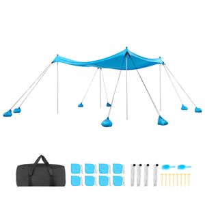 Tenda da Spiaggia UPF50+ con Protezione Solare, Altezza 2m, 3x3m, Facile da Montare, con 8 Sacchi di Sabbia e Pali per Stabilità, per Protezione Solare Estiva - Product Image 1