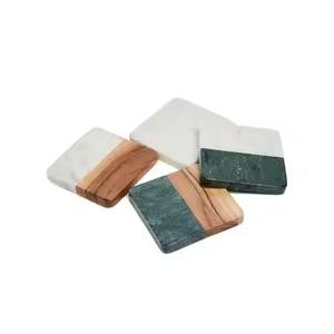 Ensemble de sous-verres en marbre et en bois de qualité supérieure pour la présentation des boissons, protection décorative de la surface - Product Image 3