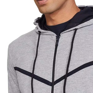 Survêtement gris à capuche pour homme, fermeture éclair intégrale, coupe décontractée, polyester et coton, pour l'automne, avec poches latérales - Product Image 4