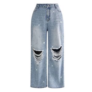 Vaqueros acampanados personalizados para mujer, azul claro, con parche de mariposa, apliques de diamantes de imitación brillantes, cintura alta, estilo streetwear - Product Image 3
