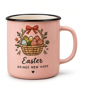 Wholesale Retro Style Iron Enamel Coffee Mug Camping Teacup Featuring Easter Brings New Hope Art Design Portable Lightweight - Product Image 2