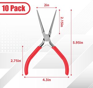 10 Pcs Stainless Steel Mini Needle Nose <b>Pliers</b> <b>Set</b> 6 Inch Long Tip Precision Tool for Jewelry Making Wire Wrapping DIY - Product Image 6