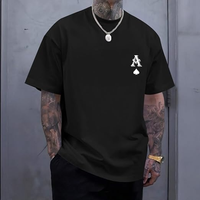 T-shirt graphique vintage surdimensionné pour homme, motif As de Pique, streetwear décontracté