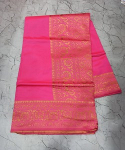SAREE DE SEDA BANARASI LICHI CON TRABAJO DE JACQUARD EN TENDENCIA, CON BLUSA SIN COSTURAR, PARA USO FESTIVO 84839 ROSA - Product Image 5