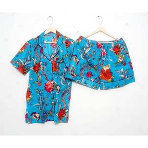 Conjunto de Pijama de Manga Corta para Mujer, Estampado Floral de Lujo, 100% Algodón, Suave y Transpirable, para Otoño/Invierno, para Uso en el Hogar y Hotel - Product Image 2