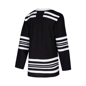 Jersey de Hockey sobre Hielo de Primera Calidad, Cuello en V, Manga Larga, Rayas Blancas y Negras, Transpirable, de Poliéster, Unisex, para Adultos - Product Image 3