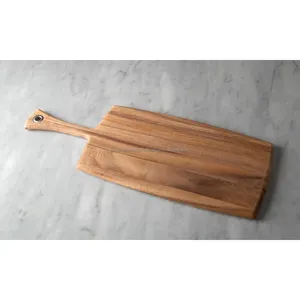 Planche à découper en bois naturel d'acacia de qualité supérieure avec bloc de coupe de chef en ardoise noire pour une utilisation culinaire quotidienne en cuisine - Product Image 2