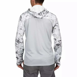 Upf 50+ Sun Protection Hooded Fishing Moisture Wicking Polyester Men's Long Sleeve Uv Fishing Hoodies With <b>Neck</b> <b>Gaiter</b> - Product Image 2