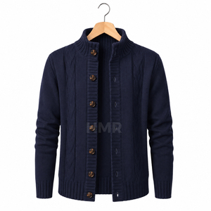 HMR Sisterhood Sorority Acrylic <b>Navy</b> Knitted <b>Cardigan</b> Long Sleeve Turtleneck Button Front Casual Solid Color Autumn Wear - Product Image 5