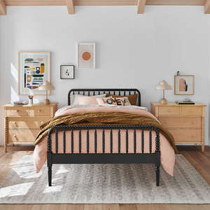 Modern Cottagecore Turned Wood <b>Bed</b> <b>Frame</b> |Matte Black Turned Wood <b>Platform</b> <b>Bed</b> <b>Frame</b> - Product Image 2