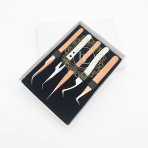 Pinzas para pestañas de acero inoxidable con etiqueta privada de punto arcoíris, pinzas para pestañas con mango suave sostenible, recubrimiento en polvo blanco naranja - Product Image 6