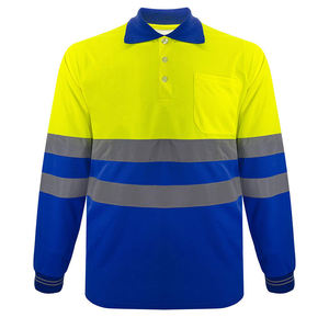 Polo à manches longues haute visibilité orange et vert citron avec bandes réfléchissantes pour le travail - Product Image 4