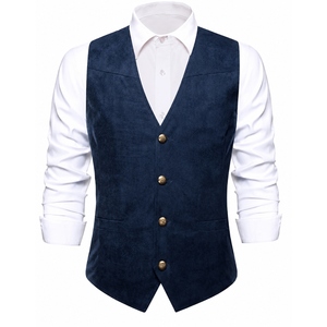Gilet en cuir suédé vintage pour homme, style western cowboy, avec franges et pompons, boutons-pression, décontracté, OEM - Product Image 2