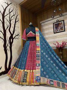 Malai Faux Georgette, Hermoso Trabajo con Espejos Reales, Dorado, con Cuentas y Encaje, Largo hasta el Suelo, Secado Rápido, Sin Arrugas, Protección Solar - Product Image 6
