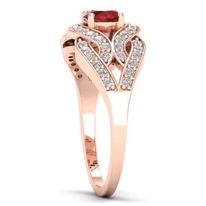 Anillo de Compromiso REYES de Alta Calidad con Granate de Corte Brillante Redondo de 0.5Ct en Oro de 14K, Certificado GRA, Joyería Fina con Moissanita - Product Image 3