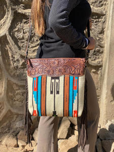 New Unique Design Hand Tooled Fringe Handbags Multi Color Aztec Saddle <b>Blanket</b> Sling Bags Bohemian Stylish Bags for Women's - Product Image 2