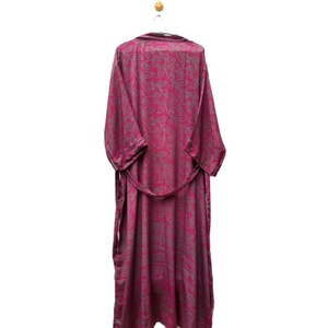 Vintage Soie Saree Kimono Femmes Robe Kimono Robe Peignoir Maxi Robe Bohème style boho chic femmes vêtements de nuit D'été porter kimono - Product Image 6