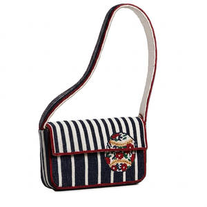 Bolso de hombro con cuentas de oso de peluche azul hecho a mano para mujer, lindo bolso de noche con solapa, cartera de mano para llevar bajo el brazo - Product Image 2