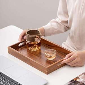 Bandeja de madera de bambú con doble asa para hotel, restaurante, barbacoa, frutas y uso doméstico, con diseño de ángulo recto - Product Image 2
