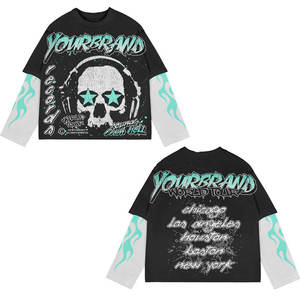 Camiseta Personalizada para Hombre, Estilo Y2K, Doble Capa, Manga Corta, Holgada, Oversize, Streetwear, con Gráficos y Letras Desgastadas, 220g, Estilo Hip Hop - Product Image 6