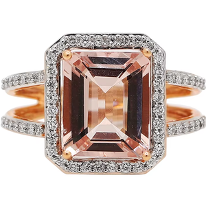 Bagues de fiançailles et de mariage faites à la main en or rose 18 carats avec pierres précieuses de morganite et de diamant certifiées IGI de haute qualité naturelle pour la vente en gros - Product Image 6