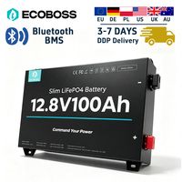 Batterie LiFePO4 ECOBOSS 12,8V 100Ah Slim, cellules de qualité A, pleine capacité, sans spécifications exagérées, pour camping-car, marine, stockage solaire, 1280Wh