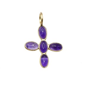 Pendentif Croix en Améthyste Naturelle Plaqué Or, Breloque Ovale en Pierre Précieuse, Bijou Religieux Délicat, Collier Minimaliste Fait Main pour Femme - Product Image 2