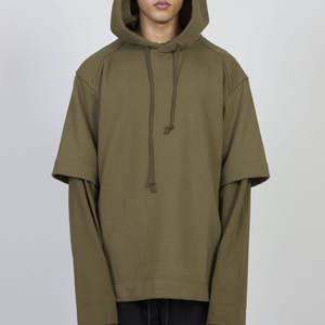 Sudadera con Capucha de Invierno de Alta Calidad, Estilo Urbano, 100% Algodón, Tejido de Felpa, Bordada, Lisa, Teñida, Mangas de Doble Capa - Product Image 4