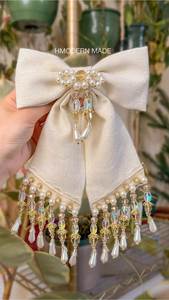 Crystal Pearl <b>Bow</b> Hair <b>Clip</b> Embellished Hair Accessories Custom Design Beads Embroidery Hair <b>Bows</b> Wholesale Beaded <b>Bows</b> - Product Image 6