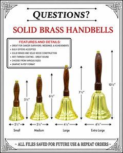 <b>Brass</b> Hand <b>Bells</b> With Wooden Handles Round Decorative <b>Bell</b> Set Gold Plated Polished Music Theme Art Collectible - Product Image 2