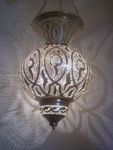 Pierced Metal Hanging <b>Lantern</b> Moroccan Pendant <b>Lamp</b> Ornamental Lighting Enchanting Glow - Product Image 1