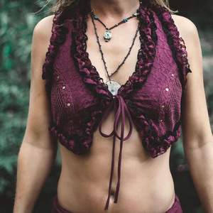 Stylish Handmade Lace Corset Vest For Women Adjustable Boho Festival Fashion Perfect For Layering Over Dresses And Tops - Product Image 4