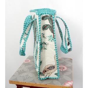 Sac fourre-tout en coton matelassé élégant avec motif géométrique moderne et fermeture à glissière, sac multifonctionnel pour le shopping, les voyages, la plage - Product Image 4