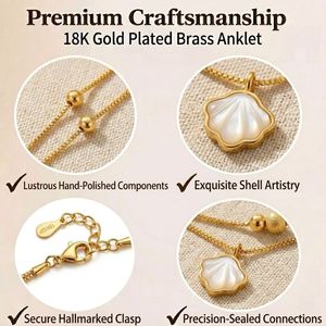 Layered Shell Charm <b>Anklet</b> for Women shell <b>anklet</b> 18k <b>gold</b> pvd - Product Image 5