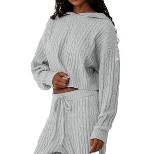 Sudadera con Capucha de Punto para Mujer, Diseño Jacquard con Logotipo Estampado en la Parte Delantera, Manga Larga, Estilo Casual, 100% Algodón, Moda Otoño - Product Image 5