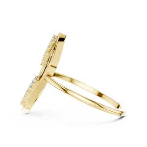 Anillo de oro macizo de 14k para mujer con diseño minimalista de hoja natural y diamante de corte redondo, ideal para regalo, compromiso, aniversario o boda. - Product Image 2