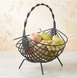 Corbeille à fruits avec support en fil métallique pour présentation sur table, élégantes corbeilles de rangement en métal, revêtement noir - Product Image 1