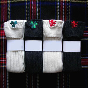 Top Selling Traditional Scottish <b>Wool</b> Blend Kilt Hose <b>Socks</b> with Custom Red Lion Rampant Embroidery for <b>Men</b>’s Highland Dress - Product Image 2