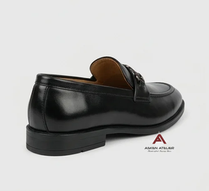 Asken Atelier - Mocasines Negros Elegantes para Hombre, con Hebilla Metálica, Cómodos, de Punta Redonda, Zapatos Formales Sin Cordones, Transpirables y Ligeros de PU - Product Image 3