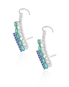 Pendientes de Oreja con Forma de Pera Verde, Oro de 10K, 14K, 18K, Plata de Ley 925, 935, Chapados en Rodio, Clásicos, con Engaste de Garras, Hoja Marquise - Product Image 3