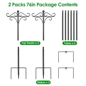 2-Packs Heavy Duty Double Shepherds <b>Hook</b> 4 Adjustable Height Bird Feeder <b>Pole</b> with 5 Prong Base Garden Hanging Basket Accessory - Product Image 5