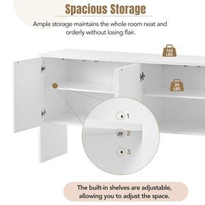 Buffet de rangement de style minimaliste de 60 pouces avec 4 portes et dispositif de rebond pour salon et entrée - Product Image 6