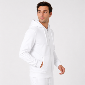 Sweat à capuche zippé pour homme, confectionné en tissu doux et respirant, offrant confort, chaleur et une coupe moderne pour un usage quotidien décontracté et streetwear. - Product Image 2